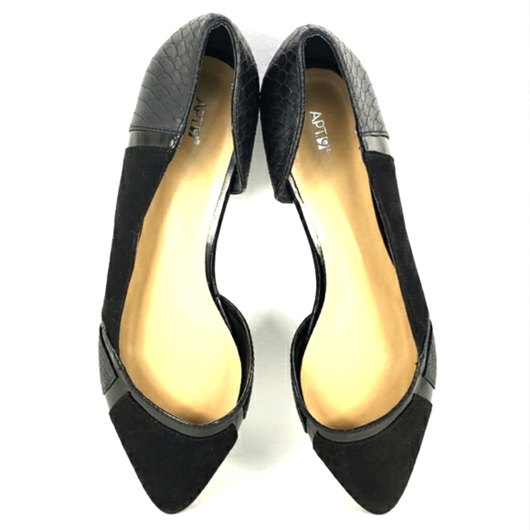 Apt. 9 Swiss Black Faux-suede/Leather, Slip On Pointy Toe Flats. Women's 7.5M - Picture 7 of 12